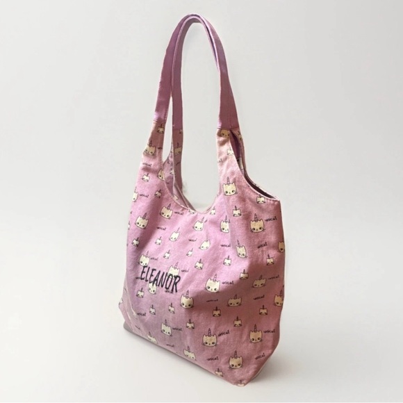 Pink Cat Print Tote Bag - Picture 9 of 14